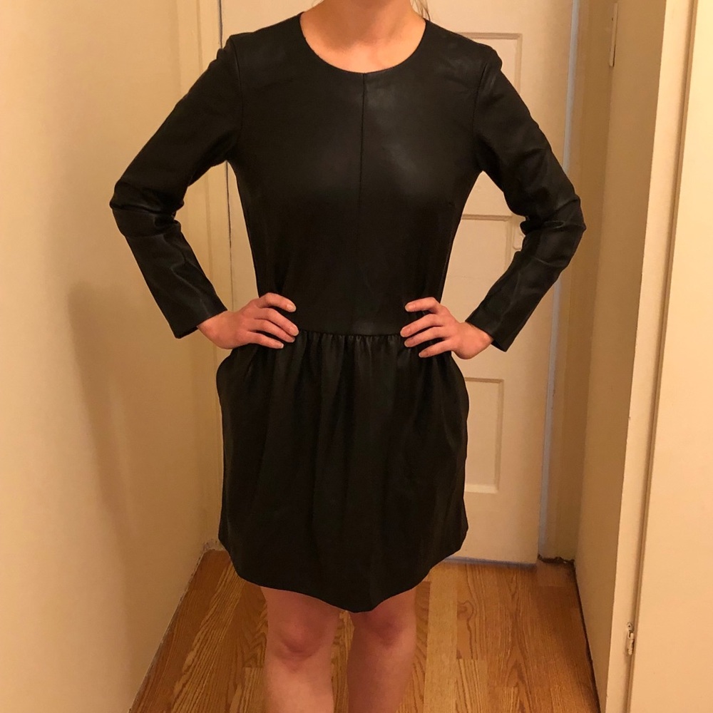 ZARA black (faux) leather dress